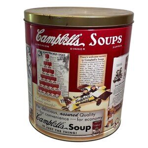 Campbells Soup Vintage Advertising Tin Canister Collectible Large 11" X 9 .75"